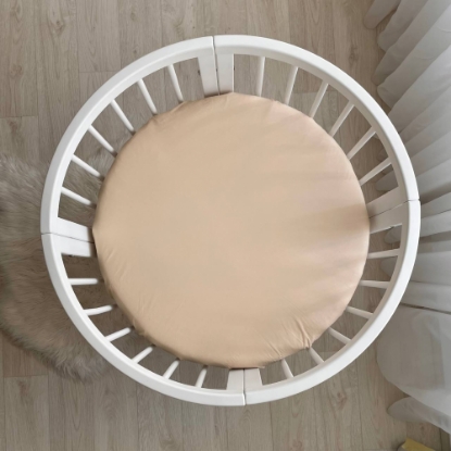Protecție Saltea Rotundă pentru Pătuț Bebe/Copii, cu Elastic, 70 x 70 cm, Bej